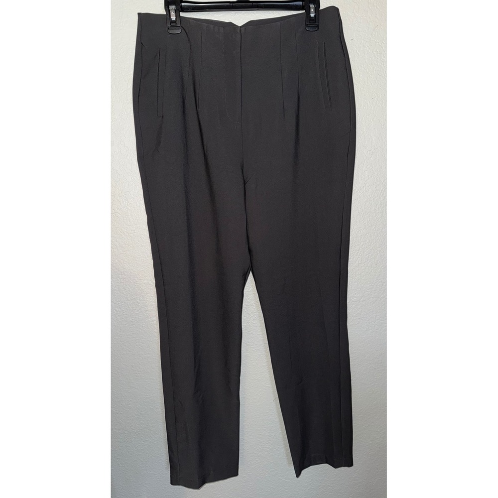 Haute Monde Womens High Waisted Pleated Dress Pants Charcoal Gray Size L